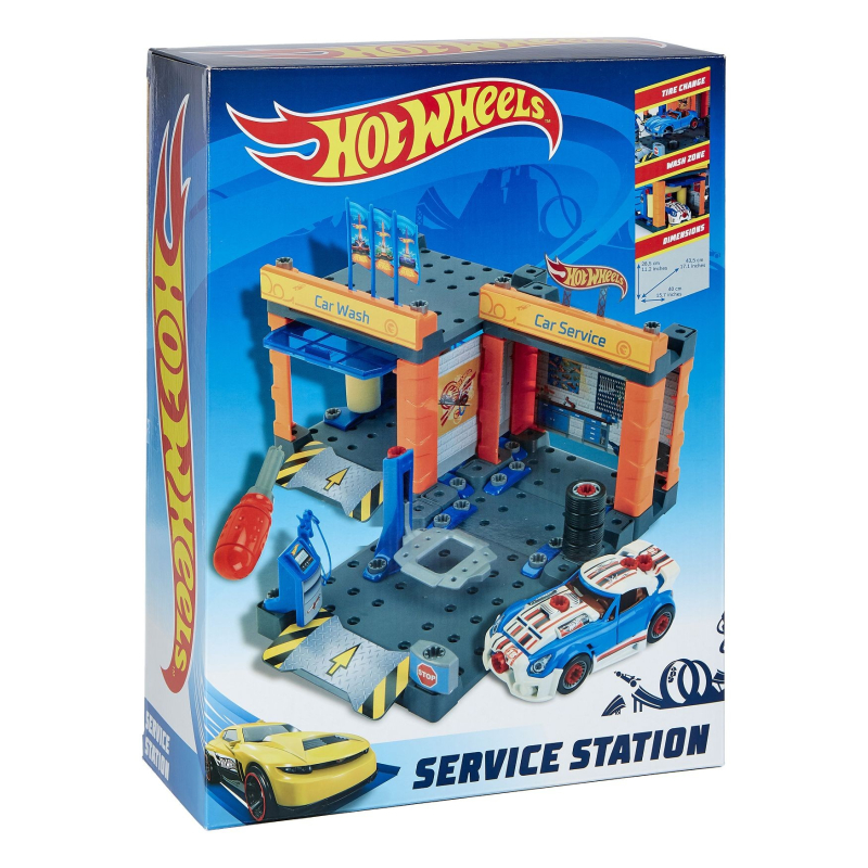 Klein 8015 Stacja obsługi Hot Wheels z myjnią i samochodem do skręcania